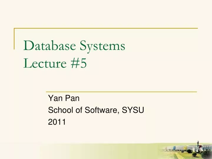 database systems lecture 5