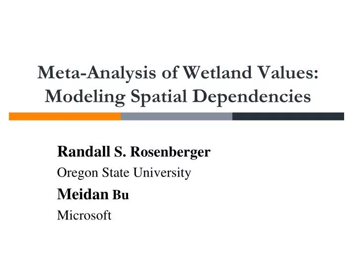 meta analysis of wetland values modeling spatial dependencies