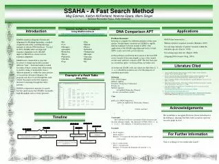 SSAHA - A Fast Search Method Meg Eckman, Kaitlyn McPartland, Nnenna Opara, Marni Siegel
