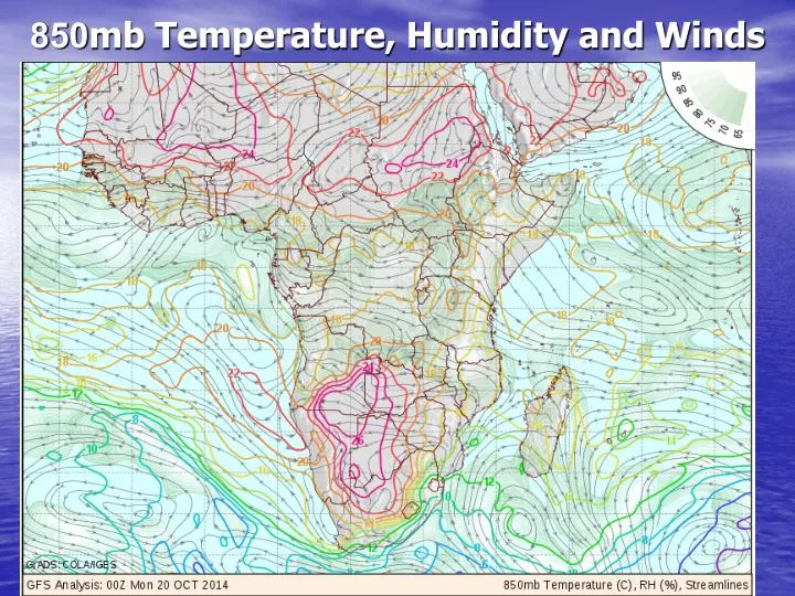 850 mb temperature humidity and winds