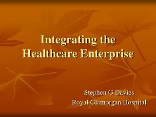 Integrating the Healthcare Enterprise