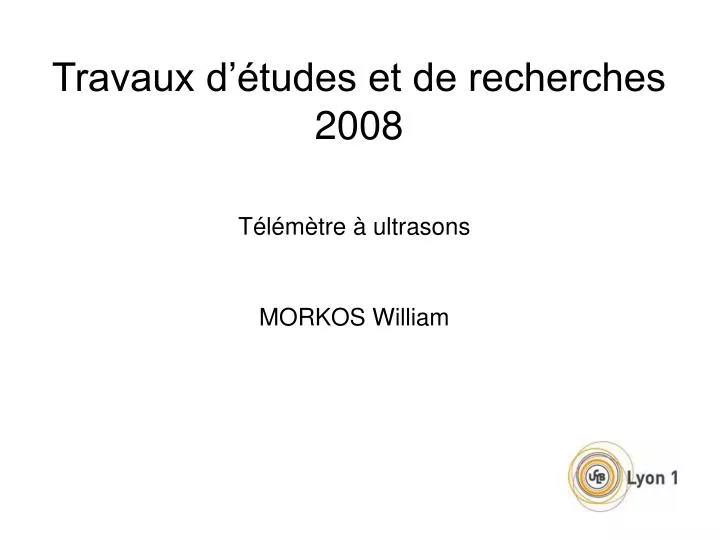 travaux d tudes et de recherches 2008