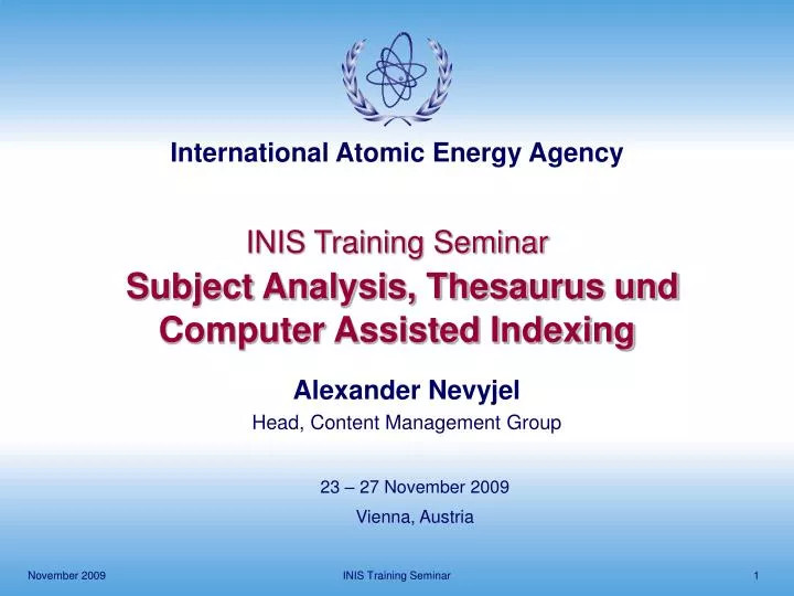 inis training seminar subject analysis thesaurus und computer assisted indexing