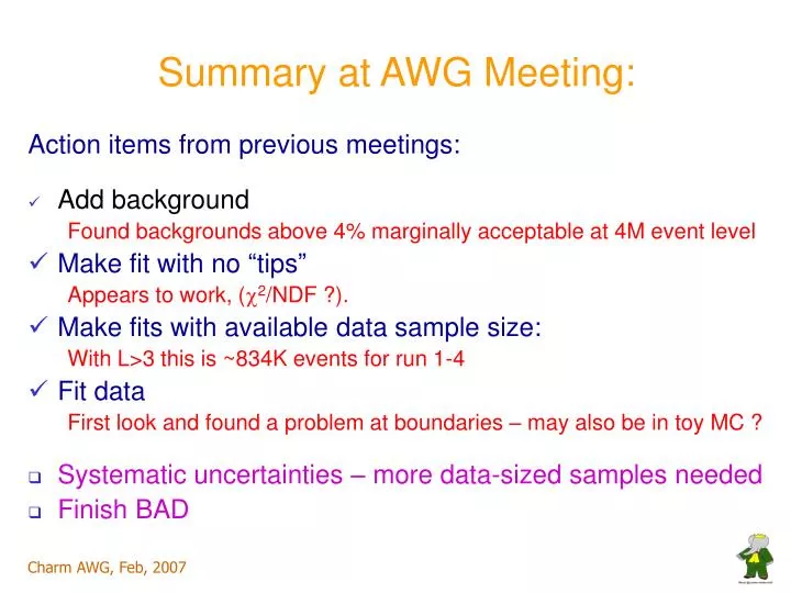 summary at awg meeting