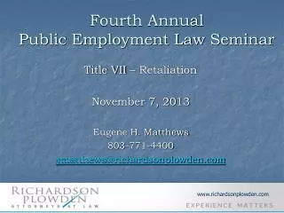 Fourth Annual Public Employment Law Seminar