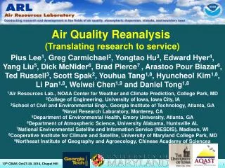 Air Quality Reanalysis (Translating research to service)