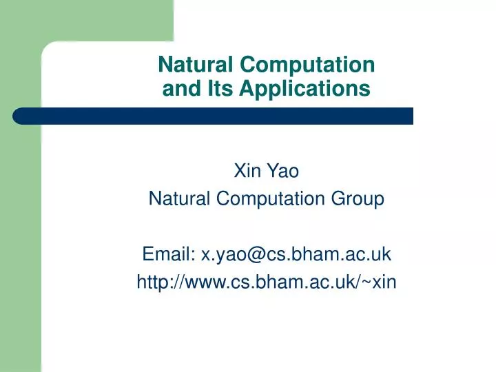 natural computation and its applications