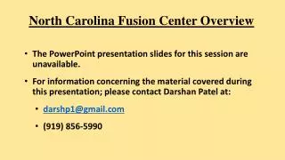 North Carolina Fusion Center Overview