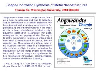 Shape-Controlled Synthesis of Metal Nanostructures Younan Xia, Washington University, DMR 0804088