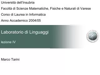laboratorio di linguaggi lezione iv
