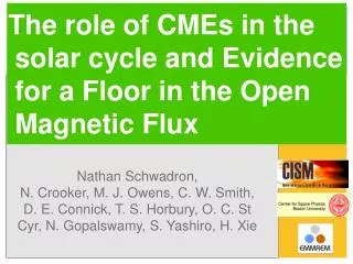 The role of CMEs in the solar cycle and Evidence for a Floor in the Open Magnetic Flux