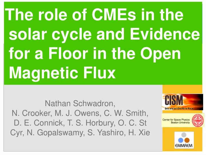 the role of cmes in the solar cycle and evidence for a floor in the open magnetic flux