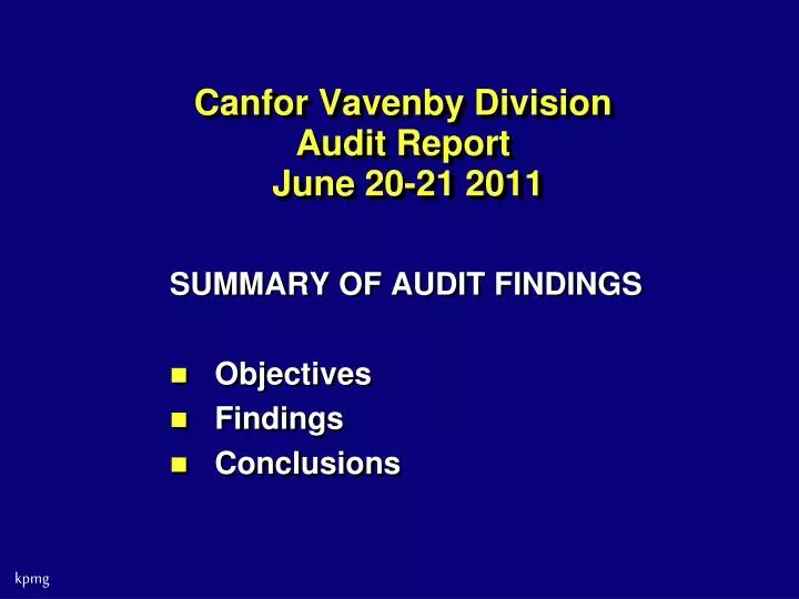 canfor vavenby division audit report june 20 21 2011