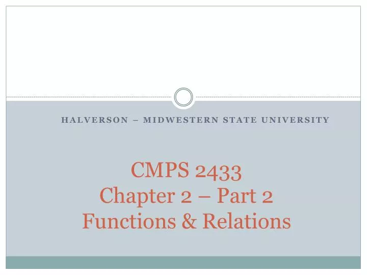 cmps 2433 chapter 2 part 2 functions relations