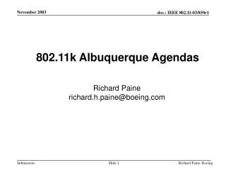 802.11k Albuquerque Agendas