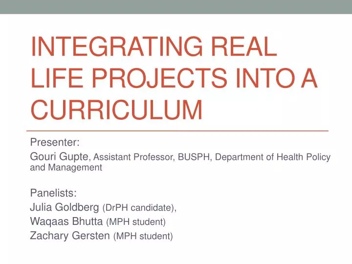 integrating real life projects into a curriculum
