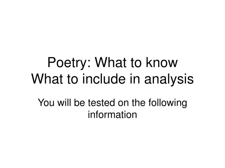 poetry what to know what to include in analysis