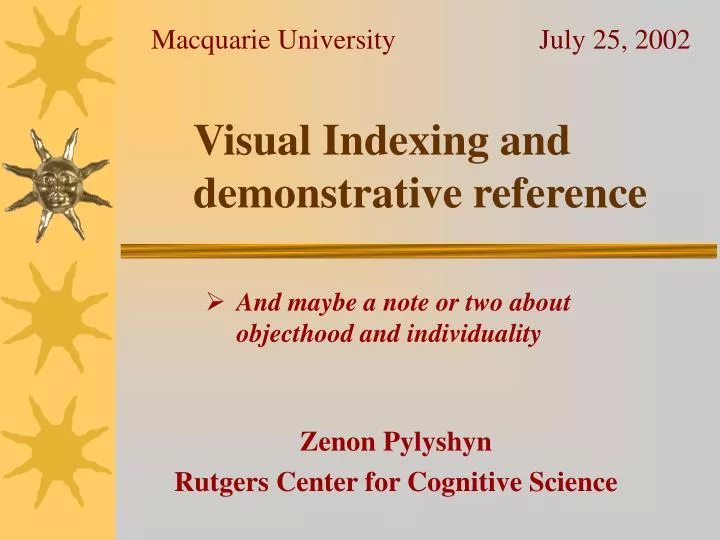 visual indexing and demonstrative reference