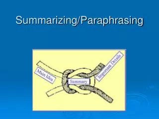Summarizing/Paraphrasing