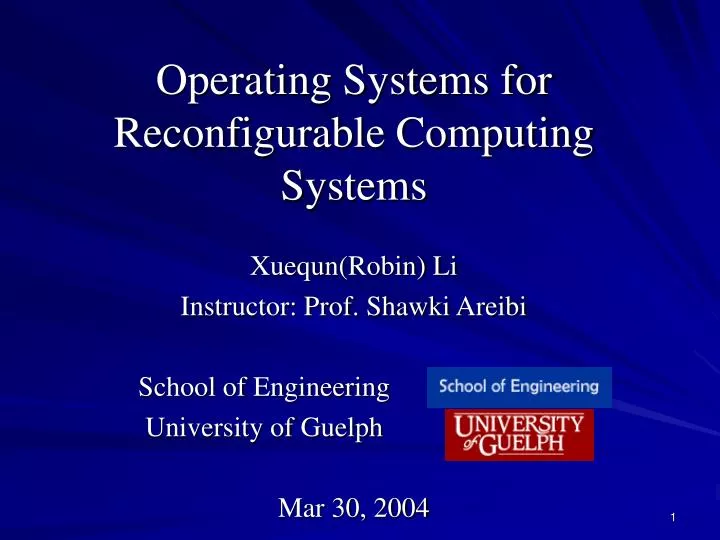 operating systems for reconfigurable computing systems