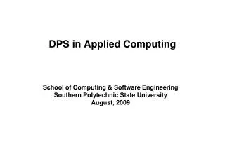DPS in Applied Computing