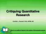 Critiquing Quantitative Research