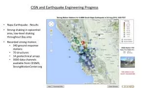 Napa Earthquake - Results Strong shaking in epicentral area, low-level shaking throughout Bay area