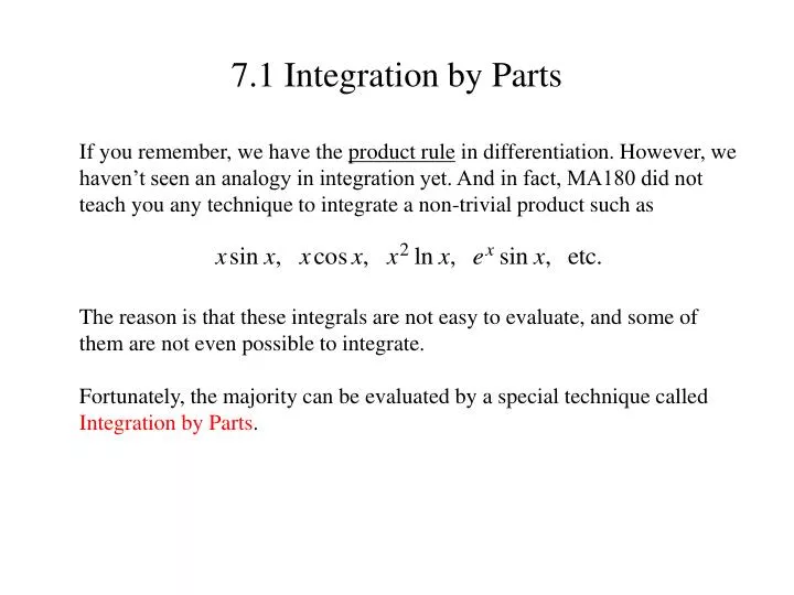 7 1 integration by parts
