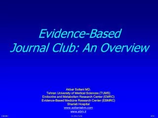 Evidence-Based Journal Club: An Overview