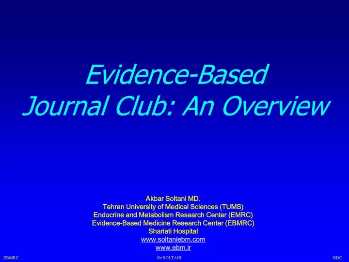 evidence based journal club an overview