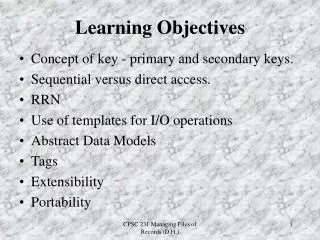 Learning Objectives