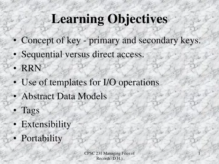 learning objectives