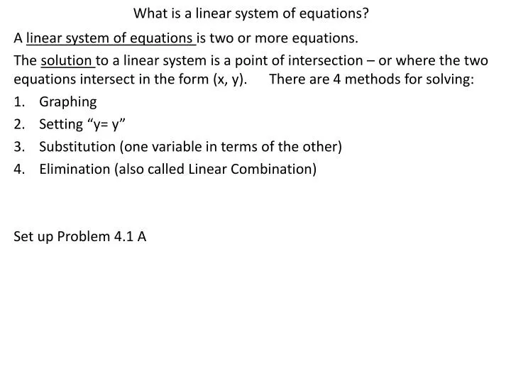 what is a linear system of equations