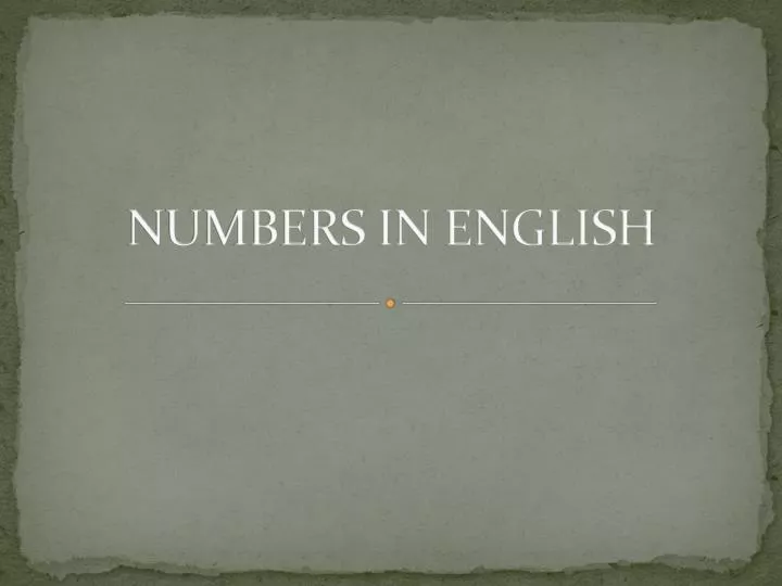 numbers in english