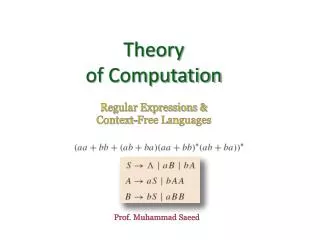 Theory of Computation Regular Expressions &amp; Context-Free Languages