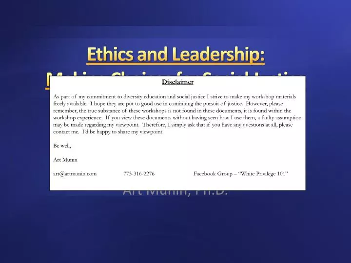 ethics and leadership making choices for social justice