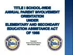 Understanding Title I: Parent Involvement and Educational Support in Newton County Schools - slide 1