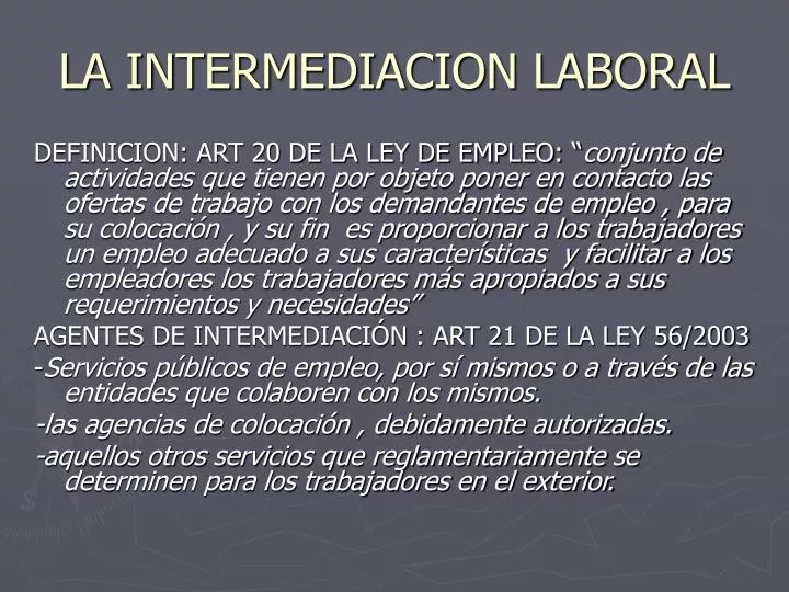 la intermediacion laboral