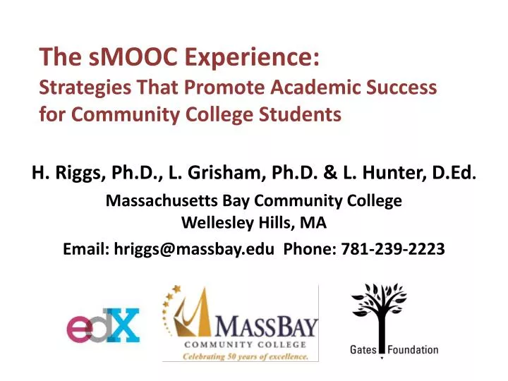 the smooc experience strategies that promote academic success for community college students