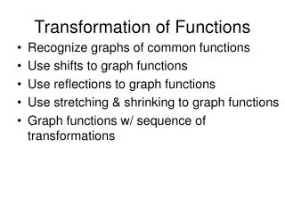 Transformation of Functions