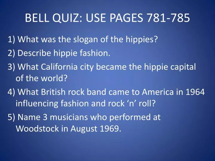 bell quiz use pages 781 785