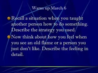 Warm up March 6