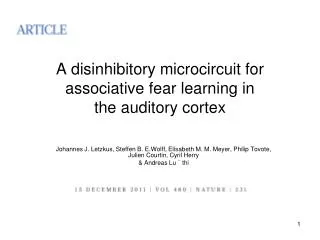 A disinhibitory microcircuit for associative fear learning in the auditory cortex