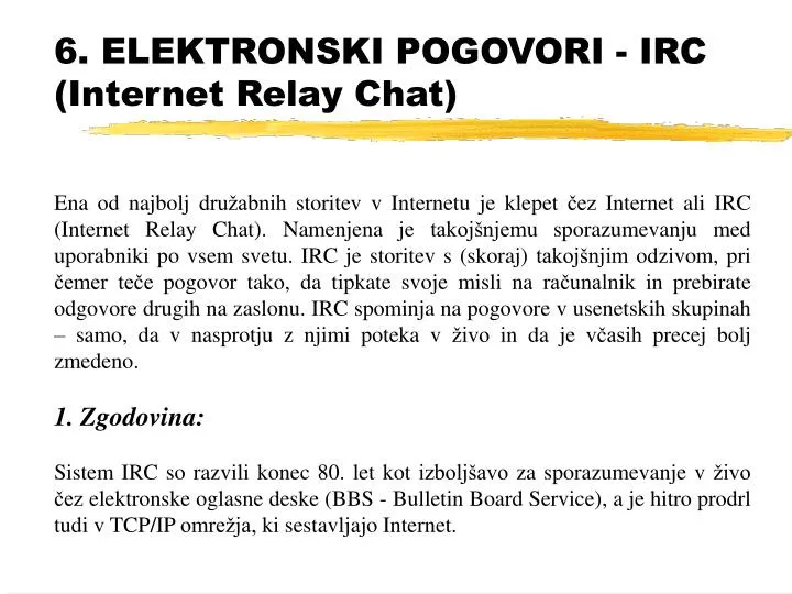 6 elektronski pogovori irc internet relay chat