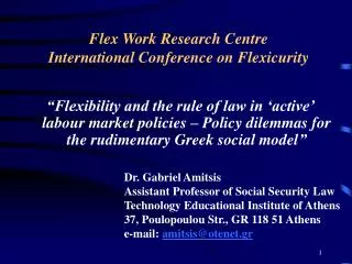 Flex Work Research Centre International Conference on Flexicurity