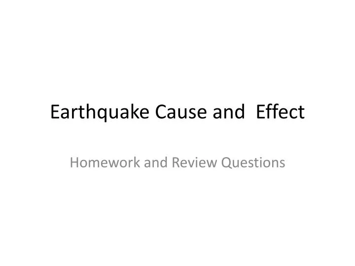 earthquake cause and effect