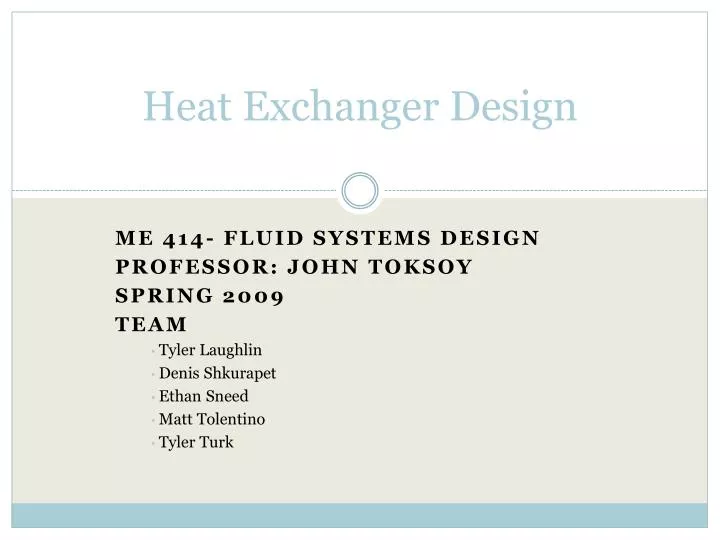 heat exchanger design