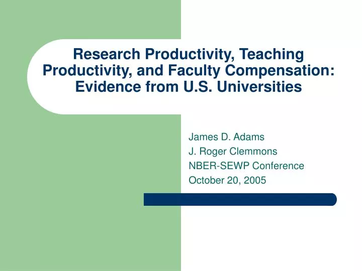 research productivity teaching productivity and faculty compensation evidence from u s universities