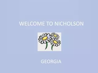 WELCOME TO NICHOLSON