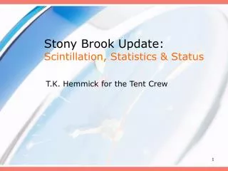 stony brook update scintillation statistics status